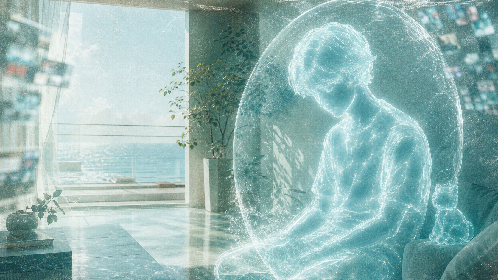 clear aqua peace presence blocking outside noise in a bright room